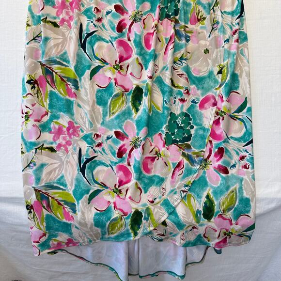 TORRID Studio Wrap Sleeveless Midi Dress Women's Size 3 Floral Aqua Blue Pink - Picture 6 of 15